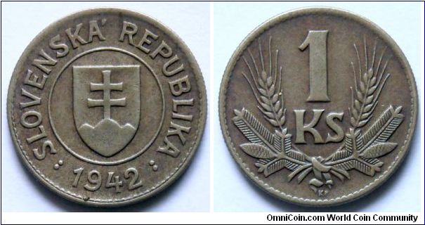 1 koruna.
1942, Slovakia