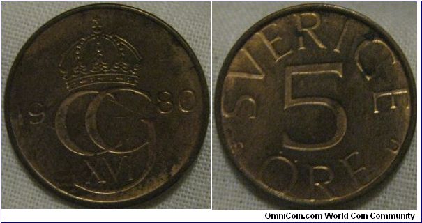 1980 5 ore, good looking coin