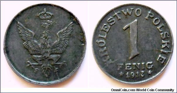 1 fenig.
1918, Another fenig in better condition.
Weight 1,97g.
Diameter 15mm.
Mintage 51.484.000 units. Mintmark (F) Stuttgart Mint.