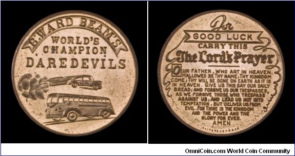 Daredevils souvenir Lord's Prayer medal.