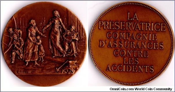 Another jeton de presence issued for La Preservatrice, a French assurer against accidents. This one issued in bronze and not noted in Gaihouste's 1986 catalogue