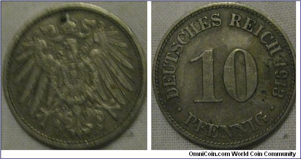 EF grade 1913 10 pfennig