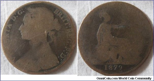 RARE 1879 narrow date penny, rare find in any grade
