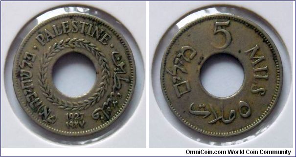 5 mils.
1927, Palestine