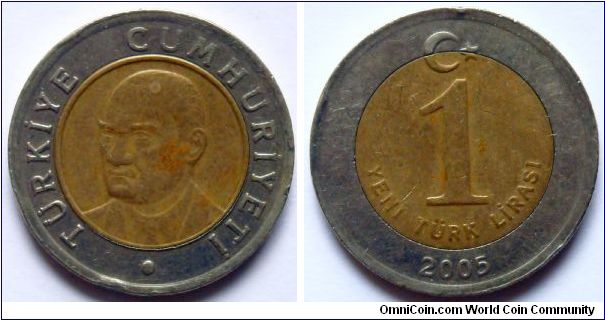 1 lira.
2005, Bimetal