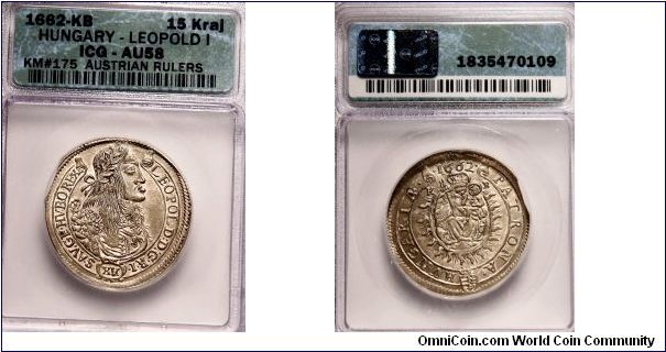 Hungarian 15Kr.

Leopold I

ICG AU-58
This coin has a strong strike.