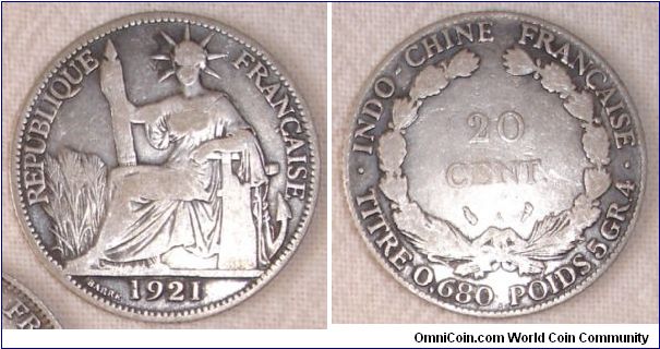 KM# 17.1 20 CENTS
5.4000 g., 0.6800 Silver 0.1181 oz. ASW Obv: Seated liberty
left, date below Rev: Denomination within wreath Rev. Leg.:
TITRE O.680 POIDS 5 GR. 4
Mintage: 3,663,000