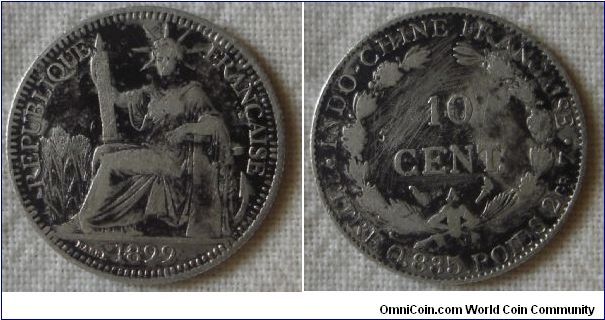 KM# 9 10 CENTS
2.7000 g., 0.8350 Silver .0725 oz. ASW Rev. Legend: TITRE
0.835. POIDS 2 GR. 7 Designer: Barre
Mintage:4,100,000