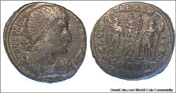 Emperor Constantine I, 307-337 AD, CONSTANTINVS MAX AVG, GLORIA EXERCITVS, SMANA (Antioch mint)