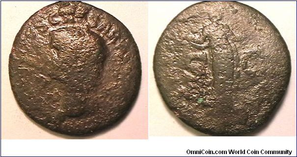 Emperor Claudius
41-54 AD,

Reverse: Libertas standing holding Pileus & raisinf hand. AE- As.
