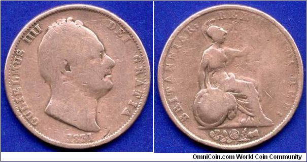 Half penny.
William IV (1830-1837).


Cu.