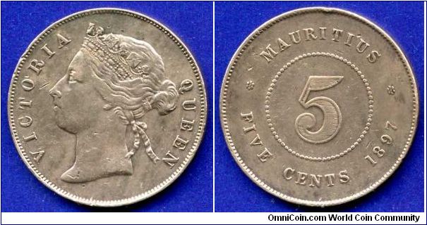5 cents.
Victoria (1837-1901) Queen.
Mintage 600,000 units.


Br.