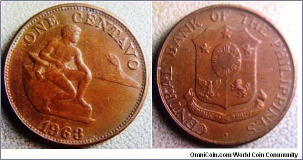 Philippines 1963 Copper 1 centavo (you can buy one sheet Manila Carbon paper at that time with this, or three pieces of candies!)
19mm diameter