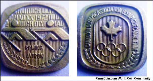 Munich Olympic Token of Canada for Rowing, made of Brass, just a token, 27.8mm side and 4mm thick
thanks Ryan!