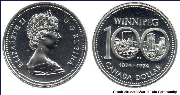 1974 1 Dollar - Silver Proof - 100th Anniversary of the establishment of Winnipeg