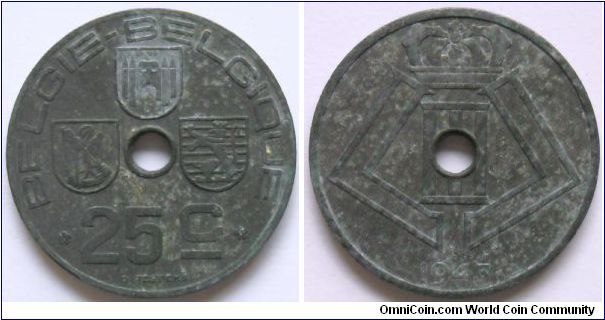 25 centimes.
1943, Zinc. WW II issue.
German occupation.