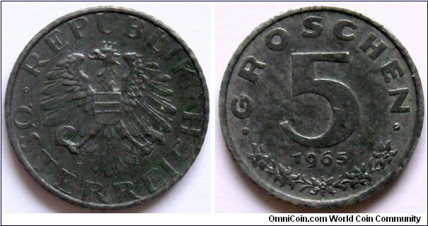 5 groschen.
1965, Zinc