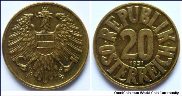 20 groschen.
1951, Aluminum-bronze