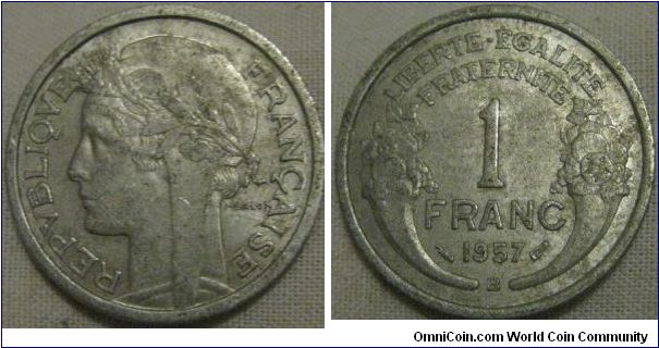 1957 b franc lustrous bit dirty