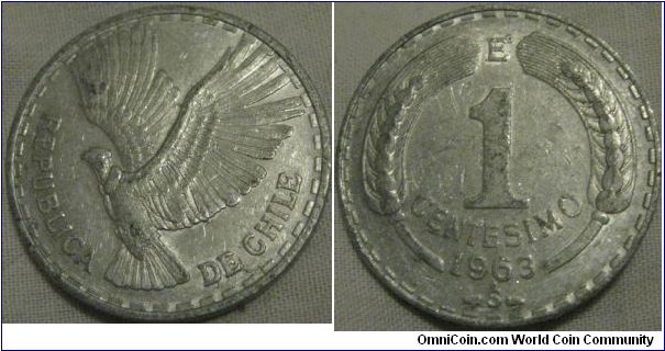 1963 1 centisimo EF large aluminium coin