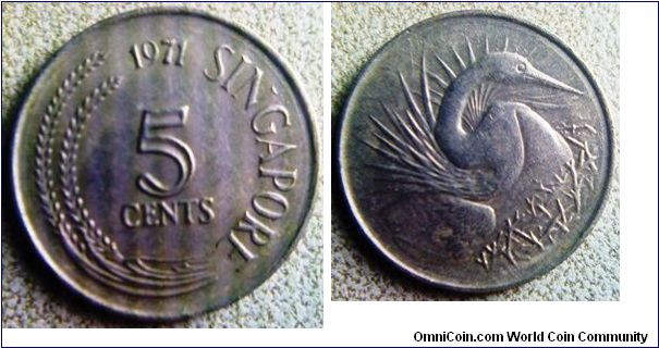 Singapore 5 cents with the Stork at Rev 16mm diameter