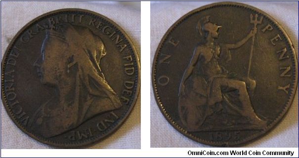 1895 1mm trident penny, fair grade but better then average