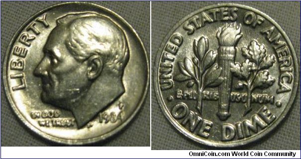 1984 p dime high grade lovely coin