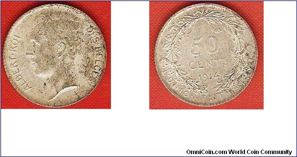 50 centimes
Albert I
French legend
0.835 silver
mintage 240,000
