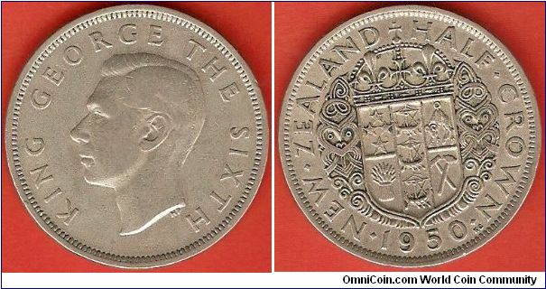 1/2crown
George VI by T.H. Paget
national arms
copper-nickel