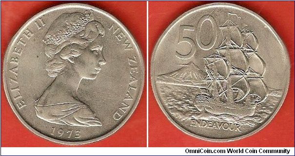 50 cents
Elizabeth II by Arnold Machin
H.M.S. Endeavour
copper-nickel