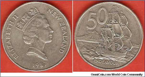50 cents
Elizabeth II by Raphael Makhlouf
H.M.S. Endeavour
copper-nickel