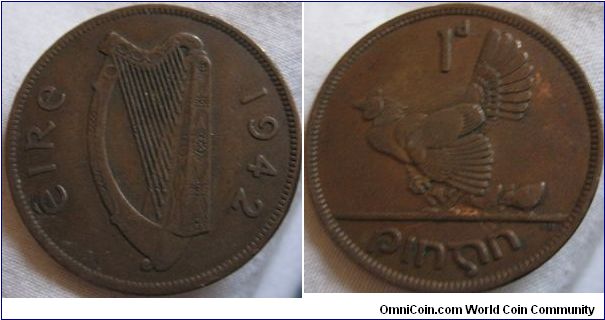 1942 penny, average grade