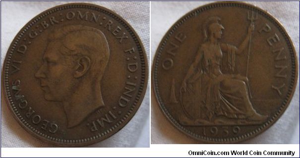 1939 penny, VF grade, slightly better then the average grade