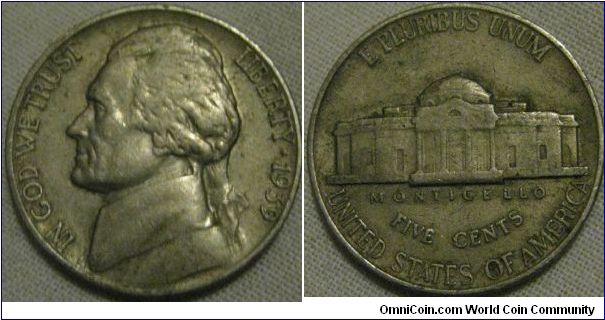 1939 5 cents, VF grade great looking piece