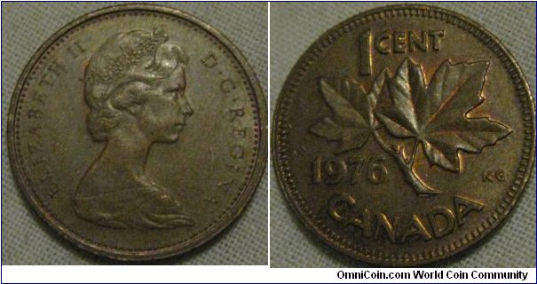 1976 EF cent, some lustre and toning
