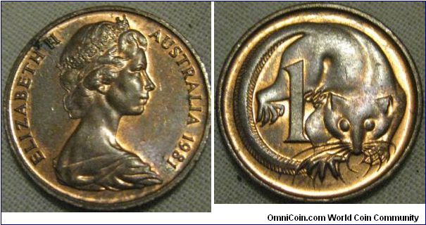 1981 1 cent lustrous hig grade, good bright coin