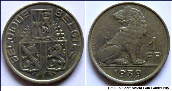 1 franc.
1939, Belgique-Belgie