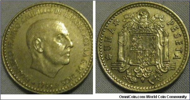 1975 1 peseta, EF grade