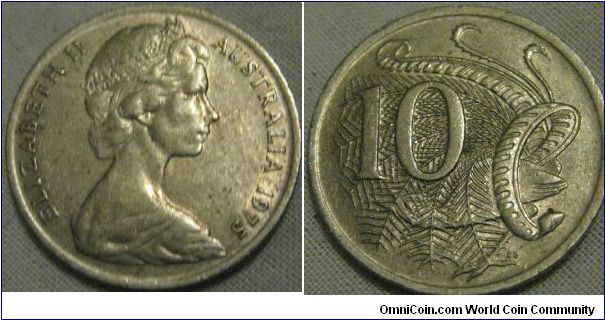 1975 10 cents EF faint lustre, good coin