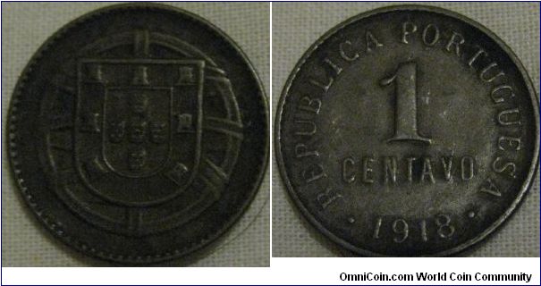 1918 1 centavo portugal VF grade