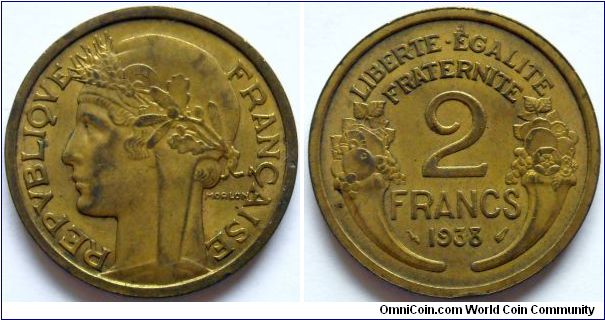 2 francs.
1938, Brass