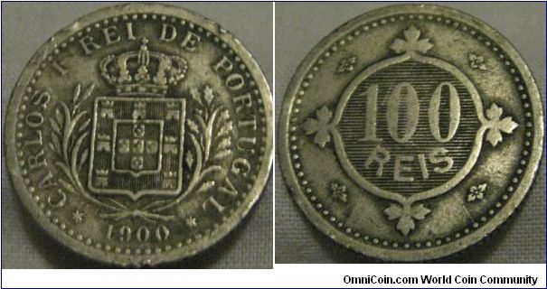 100 reis fair grade, nice looking coin.