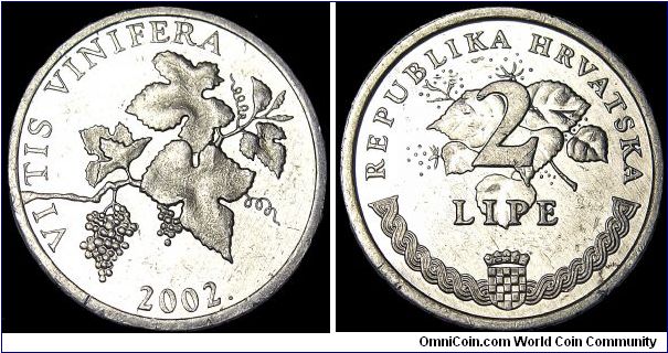 Croatia - 2 Lipe - 2002 - Weight 0,92 gr - Aluminum - Size 19 mm - President / Stjepan Mesic - Designer / Kuzma Kovacic - Edge : Plain - Reference KM# 4