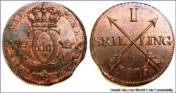 Copper Skilling. Choice Uncirculated, Red & Brown. Rare in this condition. Splendid specimen.