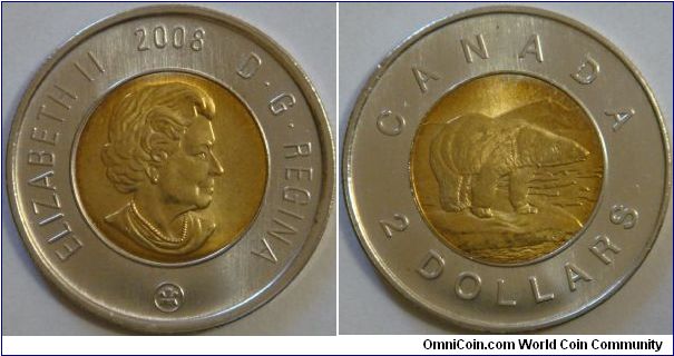 Canada, 2 dollars, 2008 (2006-present) Regulation Coin Polar Bear