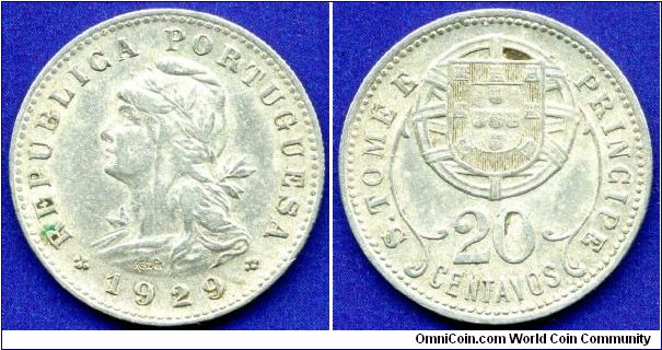 20 centavos.
Republica Portuguesa.
*SAO TOME & PRINCIPE*.
Mintage 250,000 units.


Cu-Ni.