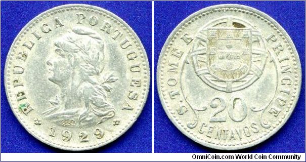 20 centavos.
Republica Portuguesa.
*SAO TOME & PRINCIPE*.
Mintage 250,000 units.


Cu-Ni.