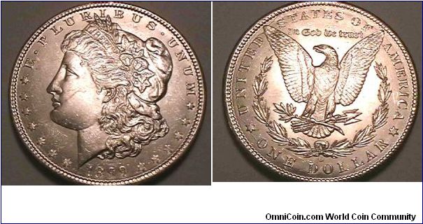 1899-O Morgan Silver Dollar, .900 silver, lots of die crack on obverse and reverse, UNC
