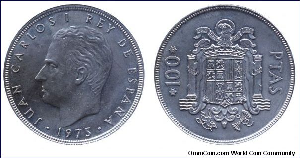 Spain, 100 pesetas, 1976, Cu-Ni, Juan Carlos I Rey de Espana.                                                                                                                                                                                                                                                                                                                                                                                                                                                       