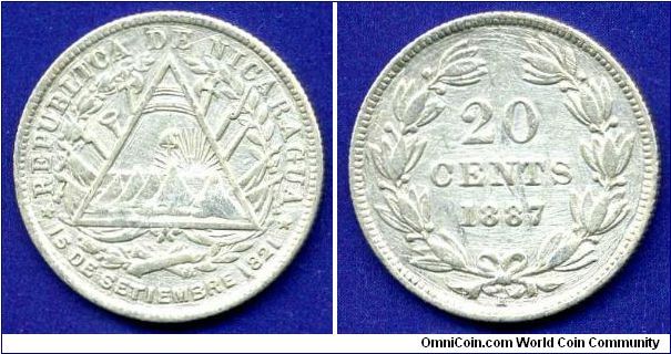 20 cents.
Republica De Nicaragua.
Mintage 12,531,070 units.


Ag800f. 3,33gr.